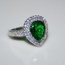 STERLING SILVER 10MM X 8MM 2CT EMERALD CZ SOLITAIRE RING SIZE L US 5 1/2