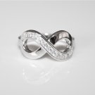PRETTY STERLING SILVER PAVE CZ INFINITY RING 