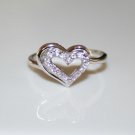 PRETTY STERLING SILVER PAVE SET CZ HEART RING SIZE P