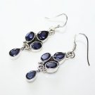 HANDCRAFTED STERLING SILVER IOLITE GEMSTONE DROP EARRINGS