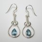 HANDCRAFTED STERLING SILVER ART NOUVEAU STYLE 3CT BLUE TOPAZ GEMSTONE EARRINGS