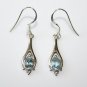 HANDCRAFTED STERLING SILVER FACETED BLUE TOPAZ GEMSTONE SMALL DROP EARRINGSÂ