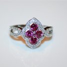 STERLING SILVER RUBY CZ CLUSTER RING