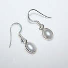 HANDCRAFTED STERLING SILVER 8MM X 6MM FRESHWATER PEARL SMALL OVAL DROP EARRINGS