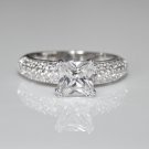001 STERLING SILVER 7MM 1.6CT PRINCESS CUT CZ RING SIZE L *IMPERFECT*