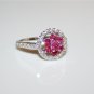 PRETTY STERLING SILVER RUBY CZ FLOWER CLUSTER RINGÂ