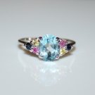 STERLING SILVER 2CT TOPAZ, CITRINE, RHODOLITE & SAPPHIRE GEMSTONE RING SIZE N1/2