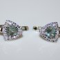 STERLING SILVER 7MM TRILLION CUT TOURMALINE CZ EARRING AND PENDANT SET