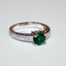 STERLING SILVER 6MM 0.75CT EMERALD CZ MICRO SET SOLITAIRE FILLIGREE RING  