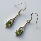 HANDCRAFTED STERLING SILVER FACETED PERIDOT GEMSTONE SMALL DROP EARRINGS 