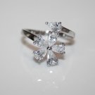 PRETTY STERLING SILVER FLOWER PEAR CUT CZ RING SIZE L 1/2 US 6