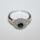 STERLING SILVER 4MM 0.25CT EMERALD CZ MICRO SET SOLITAIRE RING