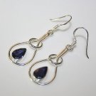 HANDCRAFTED STERLING SILVER ART NOUVEAU STYLE 3CT IOLITE GEMSTONE EARRINGS