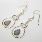HANDCRAFTED STERLING SILVER ART NOUVEAU STYLE 3CT LABRADORITE GEMSTONE EARRINGS