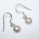 HANDCRAFTED STERLING SILVER 7MM FRESHWATER PEARL SMALL ROUND DROP EARRINGS