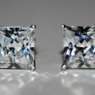 6MM 1.25CT STERLING SILVER SQUARE CZ SOLITAIRE EARRINGS