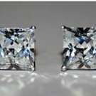 5MM 0.63CT STERLING SILVER PRINCESS CUT CZ SOLITAIRE EARRINGS