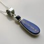 HANDCRAFTED ART DECO STYLE STERLING SILVER LAPIZ LAZULI PENDANT & CHAIN