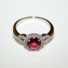 STERLING SILVER 7MM 1.25CT RUBY CZ SOLITAIRE FILLIGREE RING