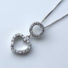 PRETTY STERLING SILVER PAVE SET CZ HEART PENDANT & CHAIN