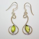 HANDCRAFTED PRETTY STERLING SILVER PERIDOT DROP EARRINGS   