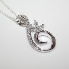 GORGEOUS STERLING SILVER MARQUISE CZ PENDANT & CHAIN 