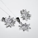 GORGEOUS STERLING SILVER CZ FLOWER EARRINGS & PENDANT SET 