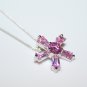 PRETTY STERLING SILVER PINK SAPPHIRE CZ FLOWER EARRING & PENDANT SET&Acirc;&nbsp;
