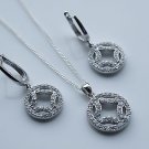 PRETTY STERLING SILVER PAVE SET CZ EARRINGS & PENDANT SET