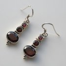 HANDCRAFTED STERLING SILVER  FACETED GARNET GEMSTONE DROP EARRINGS