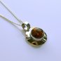 STERLING SILVER CABACHON BALTIC AMBER PENDANT & CHAIN