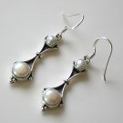 HANDCRAFTED STERLING SILVER AND FRESHWATER PEARL DROP EARRINGS
