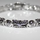 STERLING SILVER OXIDISED BEZEL SET CZ TENNIS BRACELET