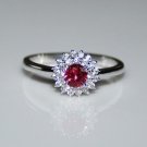 STERLING SILVER 4MM 0.25CT RUBY CZ SOLITAIRE RING SIZE O US 7