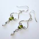 HANDCRAFTED STERLING SILVER PERIDOT & FRESHWATER PEARL EARRINGS