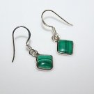 HANDCRAFTED STERLING SILVER 7MM MALACHITE GEMSTONE SMALL DROP EARRINGS