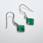 HANDCRAFTED STERLING SILVER 7MM MALACHITE GEMSTONE SMALL DROP EARRINGS