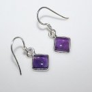 HANDCRAFTED STERLING SILVER 7MM AMETHYST GEMSTONE SMALL DROP EARRINGS