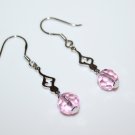 PRETTY STERLING SILVER PINK AUSTRIAN CRYSTAL DROP EARRINGS
