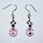 PRETTY STERLING SILVER PINK AUSTRIAN CRYSTAL DROP EARRINGS