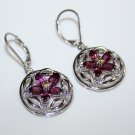 STERLING SILVER RHODOLITE, AMETHYST AND CITRINE GEMSTONE DROP EARRINGS