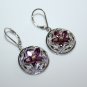 STERLING SILVER RHODOLITE, AMETHYST AND CITRINE GEMSTONE DROP EARRINGS