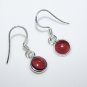 HANDCRAFTED STERLING SILVER 7MM GARNET SMALL ROUND DROP EARRINGS