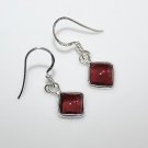 HANDCRAFTED STERLING SILVER 7MM GARNET GEMSTONE SMALL DROP EARRINGS