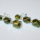 GORGEOUS STERLING SILVER CZ OLIVINE DROP EARRINGS 