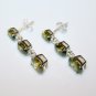 GORGEOUS STERLING SILVER CZ OLIVINE DROP EARRINGSÂ