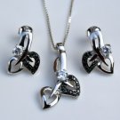 GORGEOUS ART NOUVEAU SILVER CZ EARRINGS & PENDANT SET