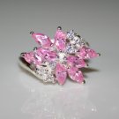 PRETTY STERLING SILVER MARQUISE CUT CZ RING SIZE L