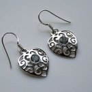HANDCRAFTED STERLING SILVER FACETED BLUE TOPAZ GEMSTONE FILIGREE DROP EARRINGS