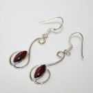 HANDCRAFTED PRETTY STERLING SILVER GARNET DROP EARRINGS  
